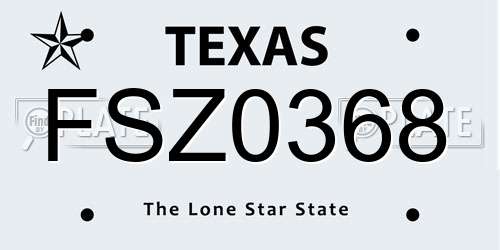 FSZ0368 Texas License Plate