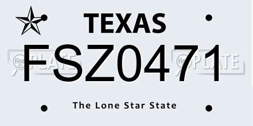 FSZ0471 Texas License Plate
