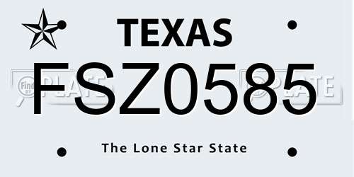 FSZ0585 Texas License Plate