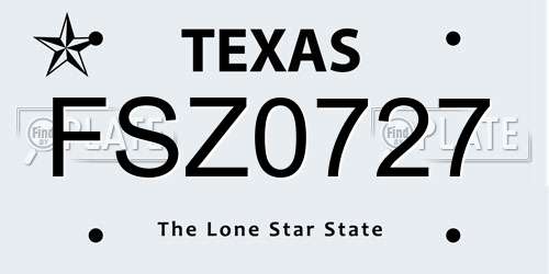FSZ0727 Texas License Plate