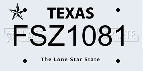 FSZ1081 Texas License Plate