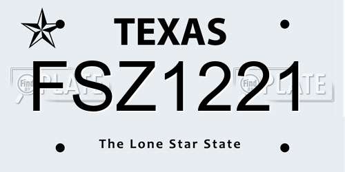 FSZ1221 Texas License Plate