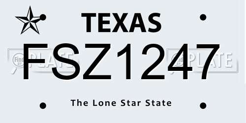 FSZ1247 Texas License Plate