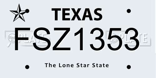 FSZ1353 Texas License Plate