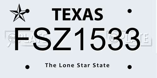 FSZ1533 Texas License Plate