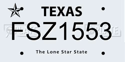 FSZ1553 Texas License Plate