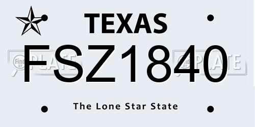 FSZ1840 Texas License Plate