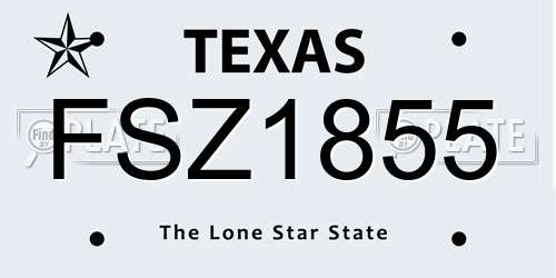 FSZ1855 Texas License Plate