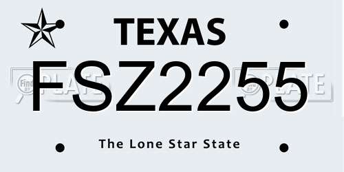 FSZ2255 Texas License Plate