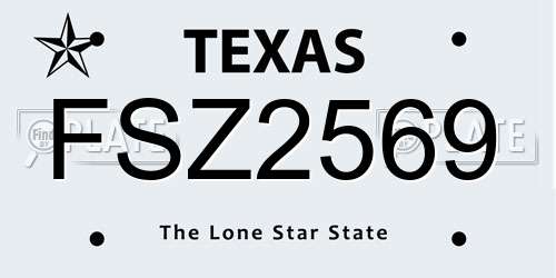 FSZ2569 Texas License Plate