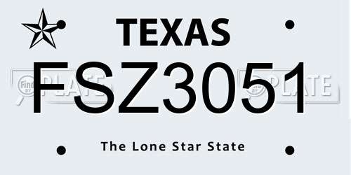 FSZ3051 Texas License Plate