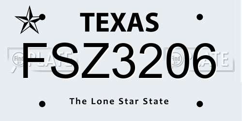 FSZ3206 Texas License Plate