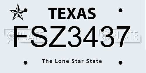 FSZ3437 Texas License Plate