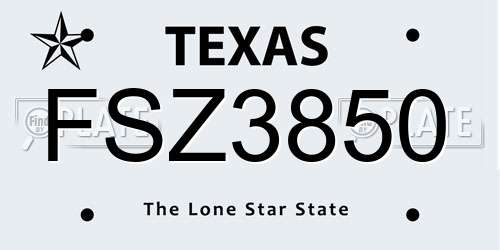 FSZ3850 Texas License Plate