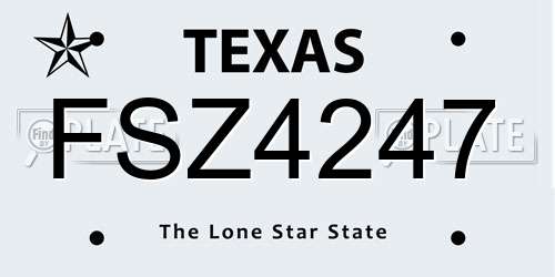FSZ4247 Texas License Plate