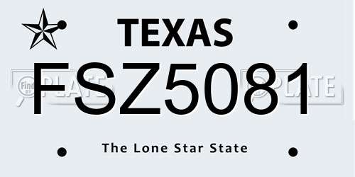 FSZ5081 Texas License Plate