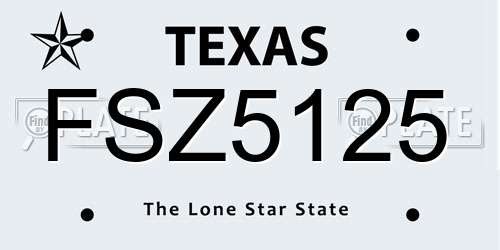 FSZ5125 Texas License Plate