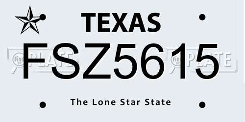 FSZ5615 Texas License Plate