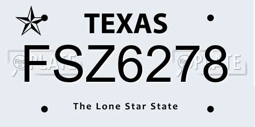 FSZ6278 Texas License Plate