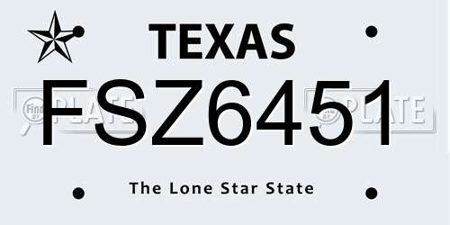 FSZ6451 Texas License Plate