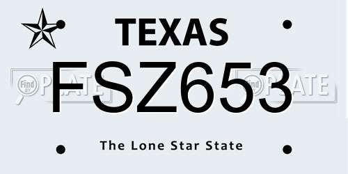 FSZ653 Texas License Plate