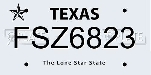 FSZ6823 Texas License Plate