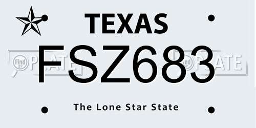 FSZ683 Texas License Plate