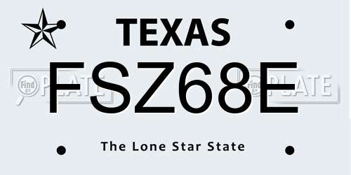 FSZ68E Texas License Plate