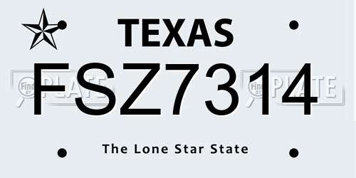 FSZ7314 Texas License Plate