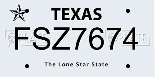 FSZ7674 Texas License Plate