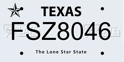 FSZ8046 Texas License Plate