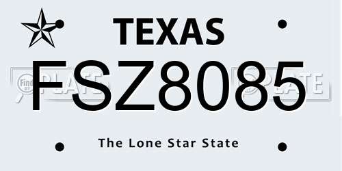 FSZ8085 Texas License Plate