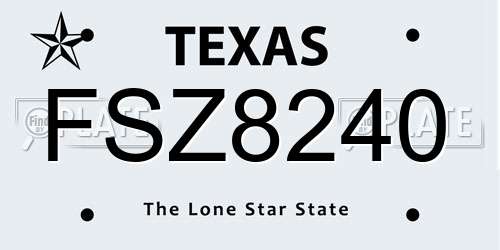 FSZ8240 Texas License Plate
