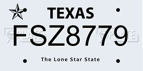 FSZ8779 Texas License Plate