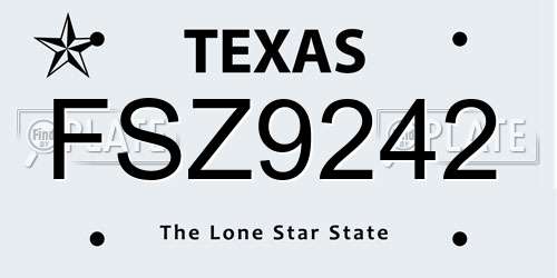 FSZ9242 Texas License Plate
