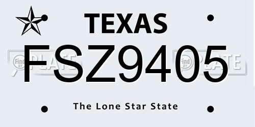 FSZ9405 Texas License Plate