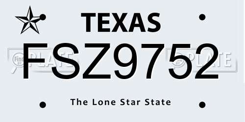 FSZ9752 Texas License Plate