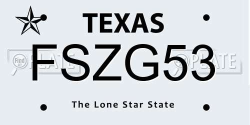FSZG53 Texas License Plate