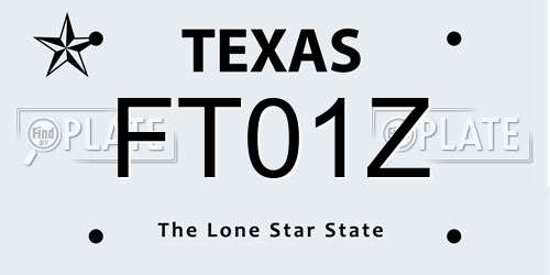 FT01Z Texas License Plate
