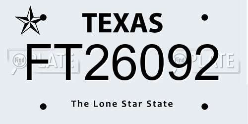 FT26092 Texas License Plate