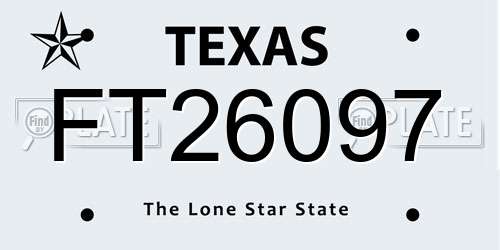FT26097 Texas License Plate