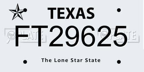 FT29625 Texas License Plate