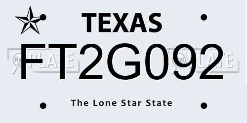 FT2G092 Texas License Plate