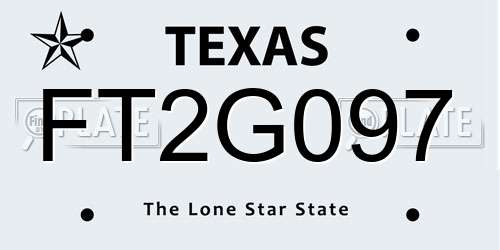 FT2G097 Texas License Plate