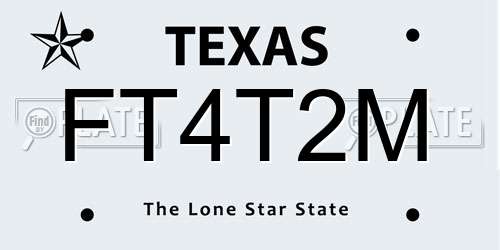 FT4T2M Texas License Plate