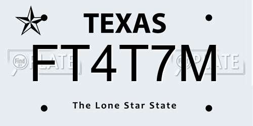 FT4T7M Texas License Plate