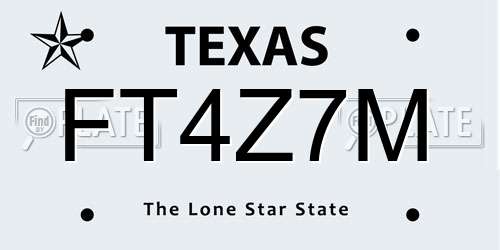 FT4Z7M Texas License Plate