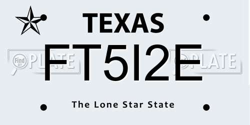FT5I2E Texas License Plate