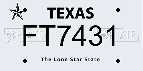 FT7431 Texas License Plate