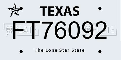 FT76092 Texas License Plate